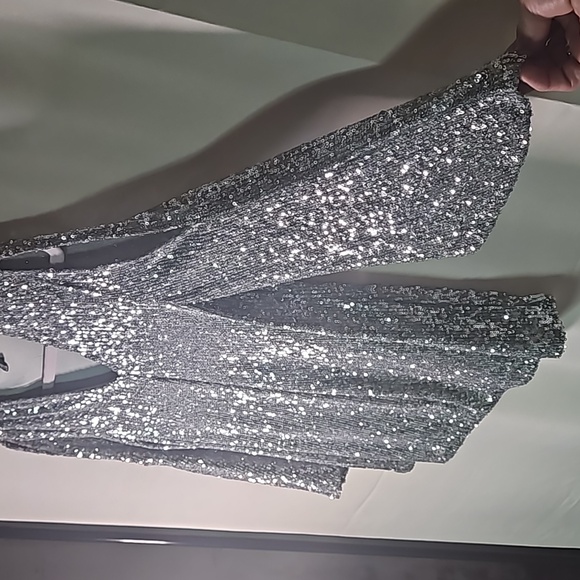 Cable & Guage NWOT Silver Sequined Top Sz SP - Picture 4 of 5